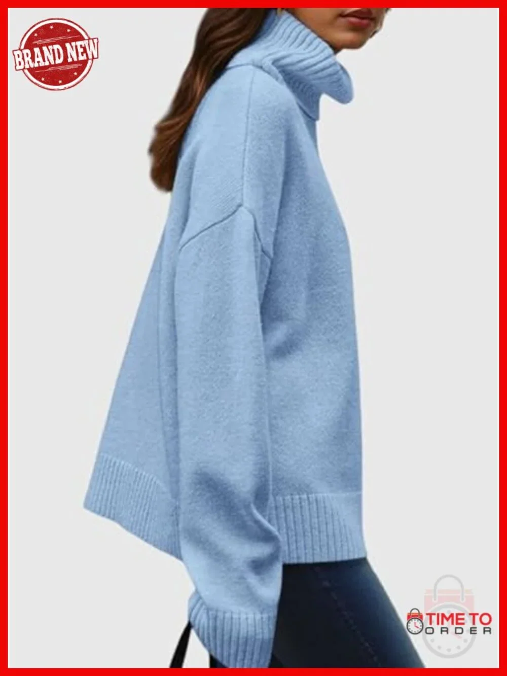 Chunky Knit Turtleneck Pullover Sweater Women Long Sleeve Loose Fit Cozy Warm